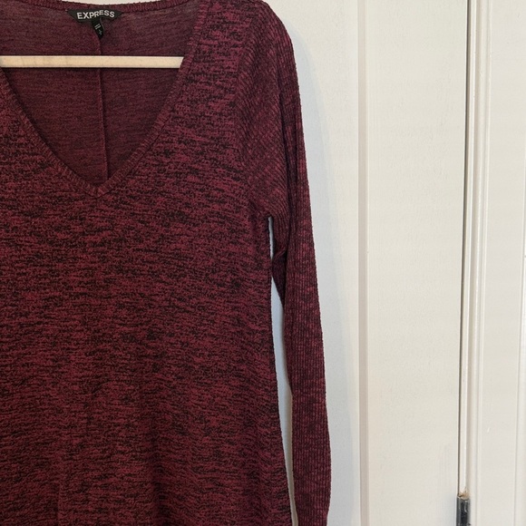 Express Women's Deep Red Long Sleeve Dress - Picture 4 of 6